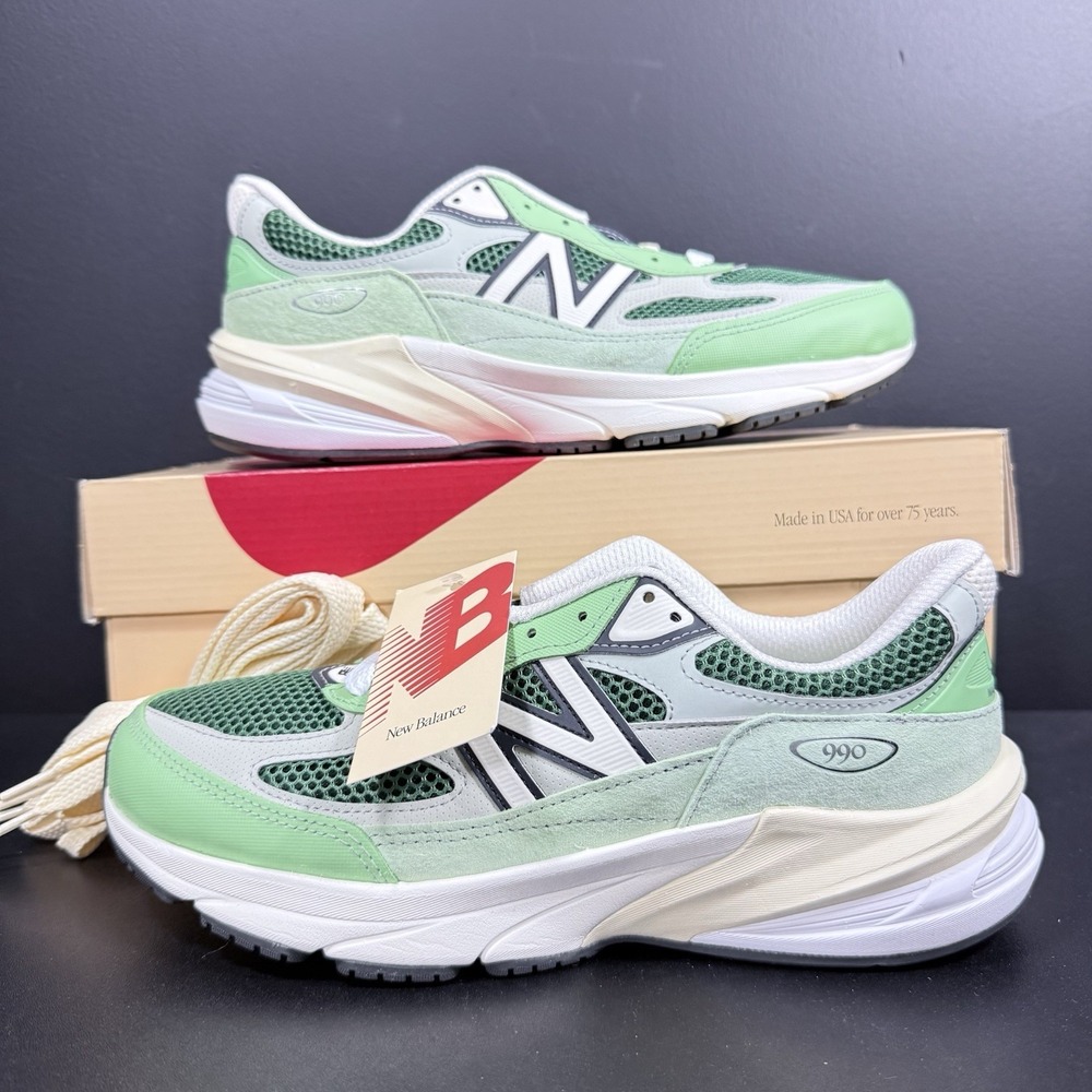 New Balance‎ 990 V6 Men's Size 8 Avocado Green White U990AB6 Lifestyle Sneakers